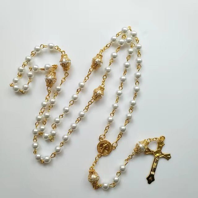 Murmures Nacrés - Croix collier perlé - CUTTIE
