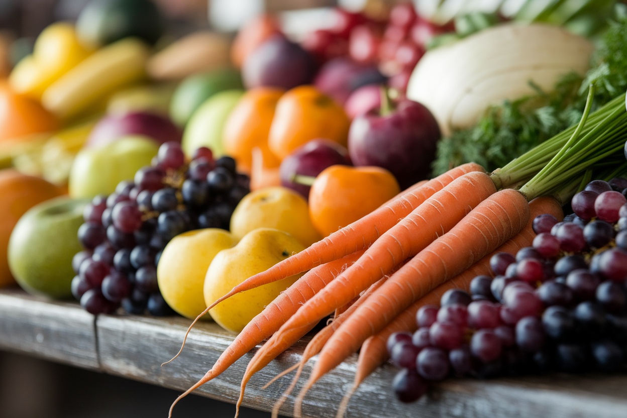 carottes-raisins-table-bois-marche