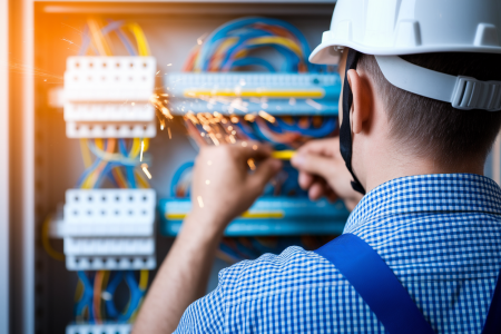 electricien-casque-tableau-electrique-etincelles