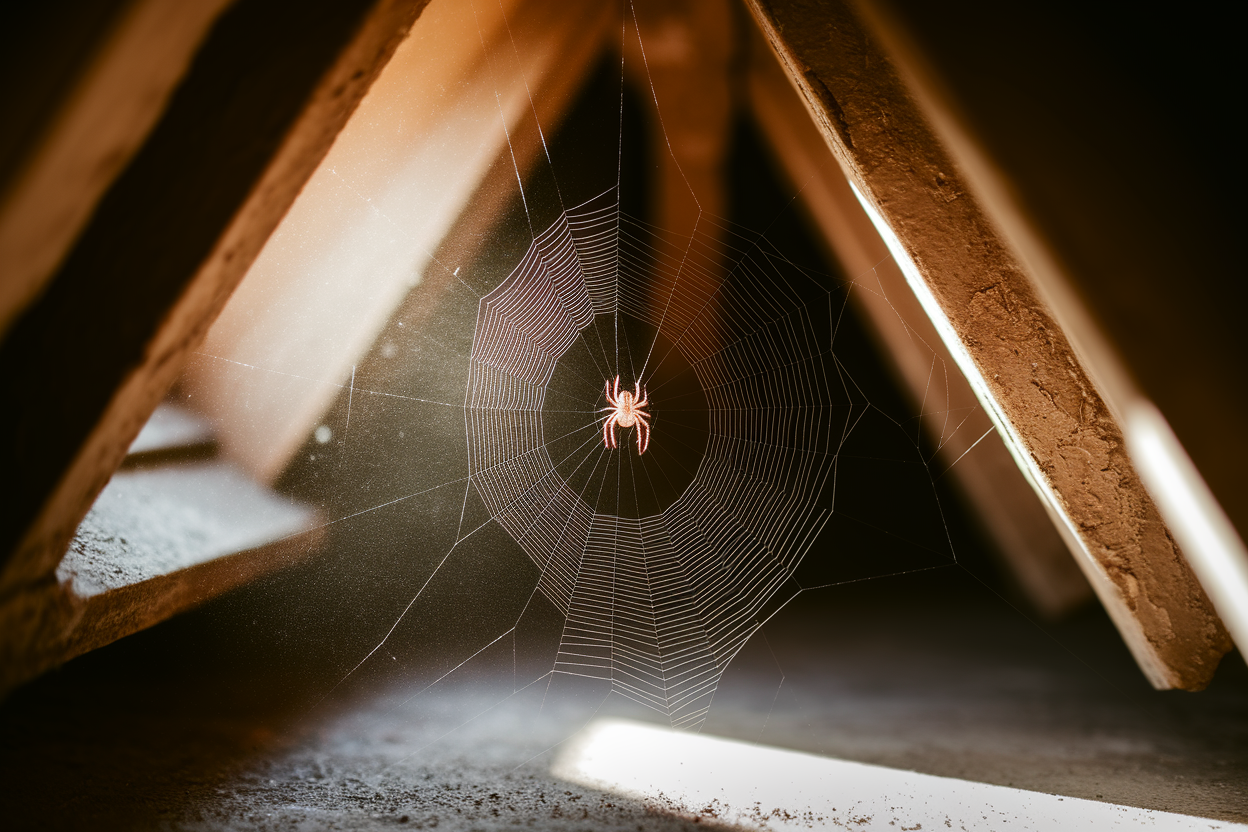 grenier-araignee-toile-lumiere-poussiere