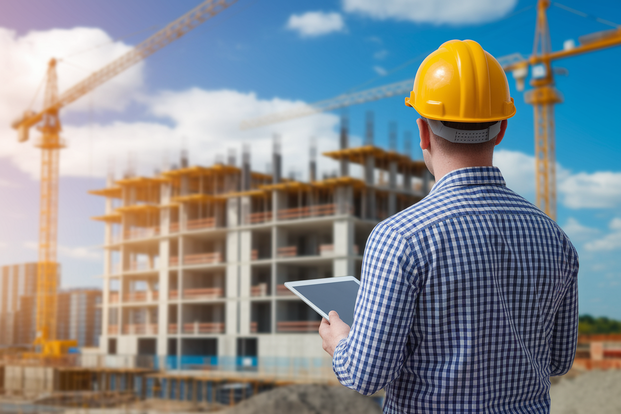 ouvrier-casque-jaune-tablette-chantier