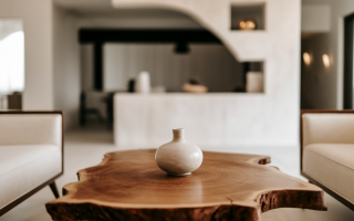 salon-table-bois-vase-minimaliste